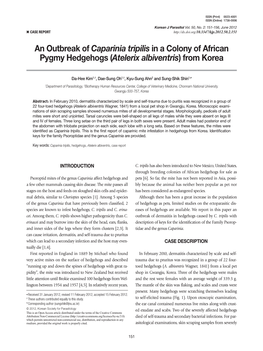 An Outbreak of Caparinia Tripilis in a Colony of African Pygmy Hedgehogs (Atelerix Albiventris) from Korea