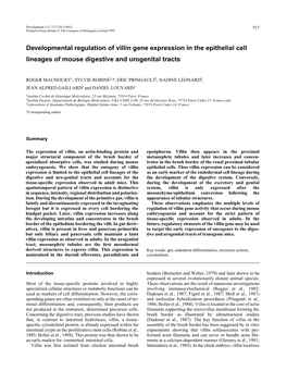 Developmental Regulation of Villin Gene Expression in the Epithelial Cell Lineages of Mouse Digestive and Urogenital Tracts