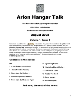 Arion Hangar Talk
