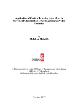 Application of Cortical Learning Algorithms to Movement Classification Towards Automated Video Forensics