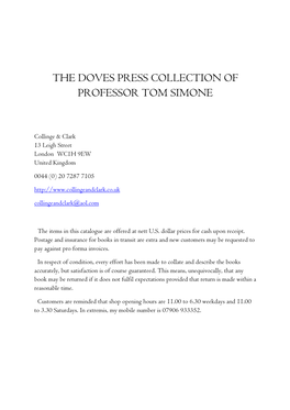 Doves Press Collection of Professor Tom Simone