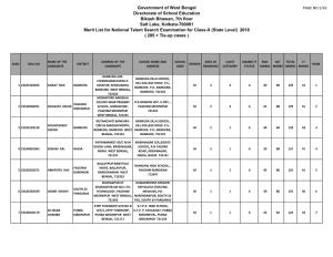 West Bengal Merit List Ntse 2018