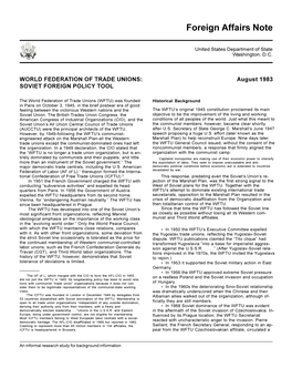 World Federation of Trade Unions Aug 1983.P65