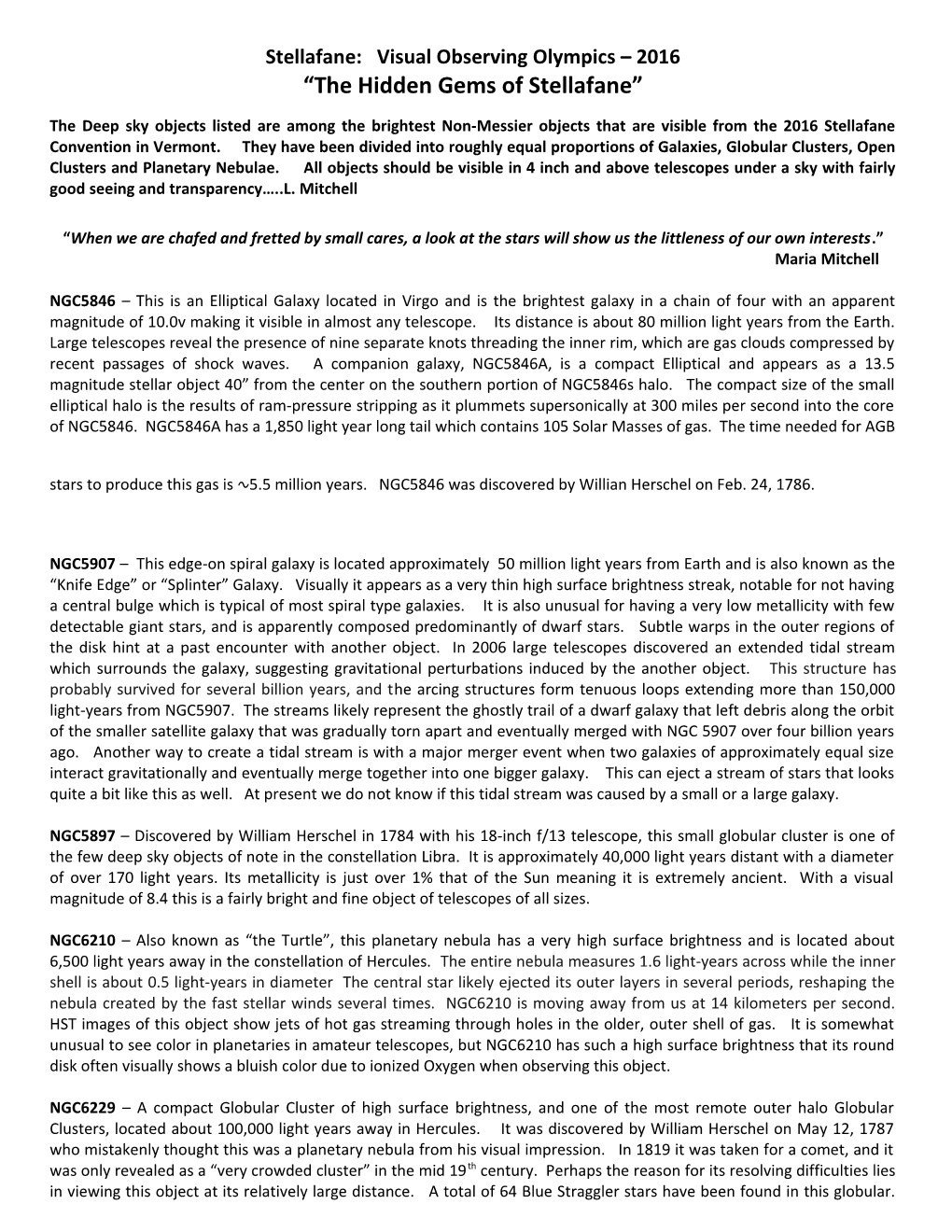 The Printable Observing Olympics Object Info Sheet In