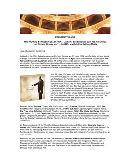 Pressemitteilung the Richard Strauss