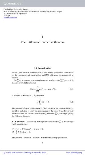 The Littlewood Tauberian Theorem
