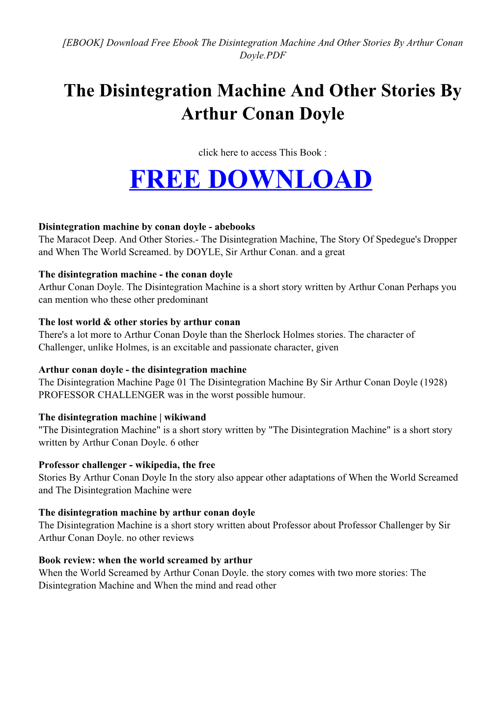 The Disintegration Machine and Other Stories by Arthur Conan Doyle.PDF