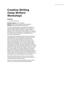 Creative Writing (Iowa Writers' Workshop) 1