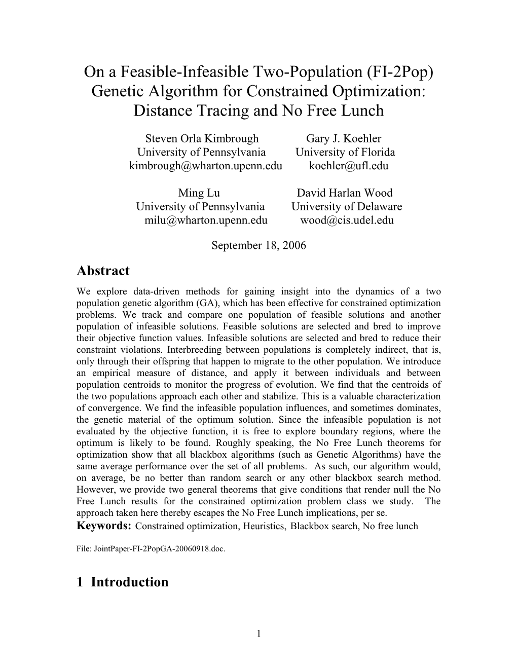 Introducing Distance Tracing Of Evolutionary Dynamics In A Feasible-Infeasible Two-Population (FI-2Pop) Genetic Algorithm For