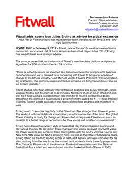 Fitwall Adds Sports Icon Julius Erving As Advisor for Global Expansion