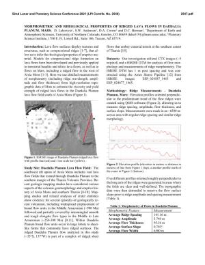Morphometric and Rheological Properties of Ridged Lava Flows in Daedalia Planum, Mars
