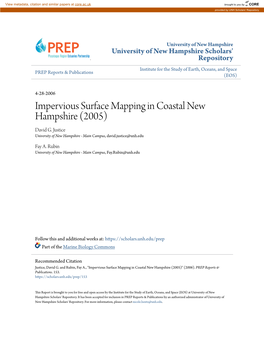 Impervious Surface Mapping in Coastal New Hampshire (2005) David G