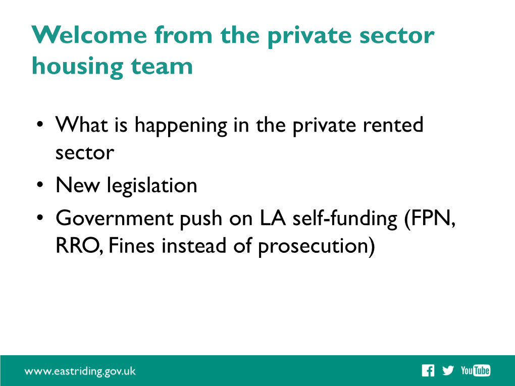 Welcome from the Private Sector Housing Team