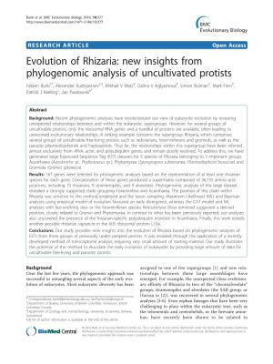 Evolution of Rhizaria