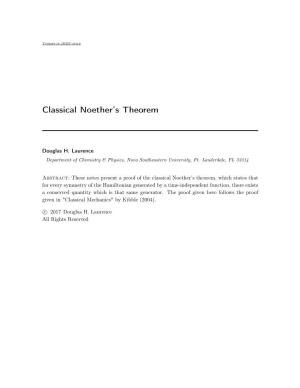 Classical Noether's Theorem