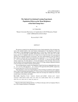 The Optical Gravitational Lensing Experiment. Population Effects on the Mean Brightness of the Red Clump Stars A. Udalski