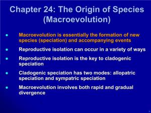 Biol 1020: Macroevolution