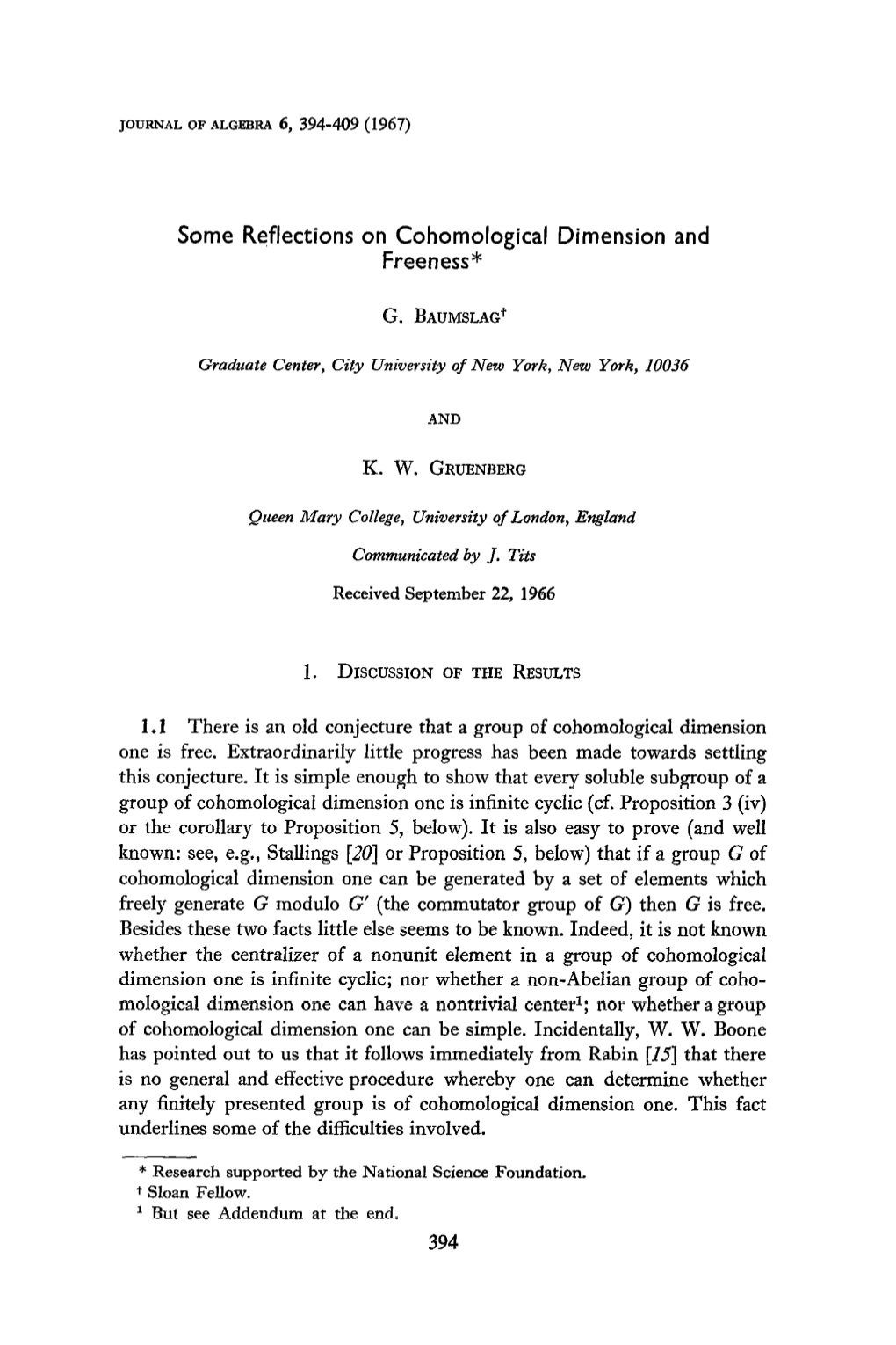 Some Reflections on Cohomological Dimension and Freeness*