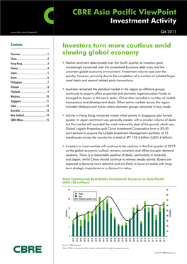 CBRE Asia Pacific Viewpoint Investment Activity Q4 2011