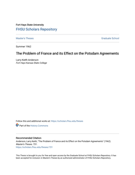 The Problem of France and Its Effect on the Potsdam Agreements