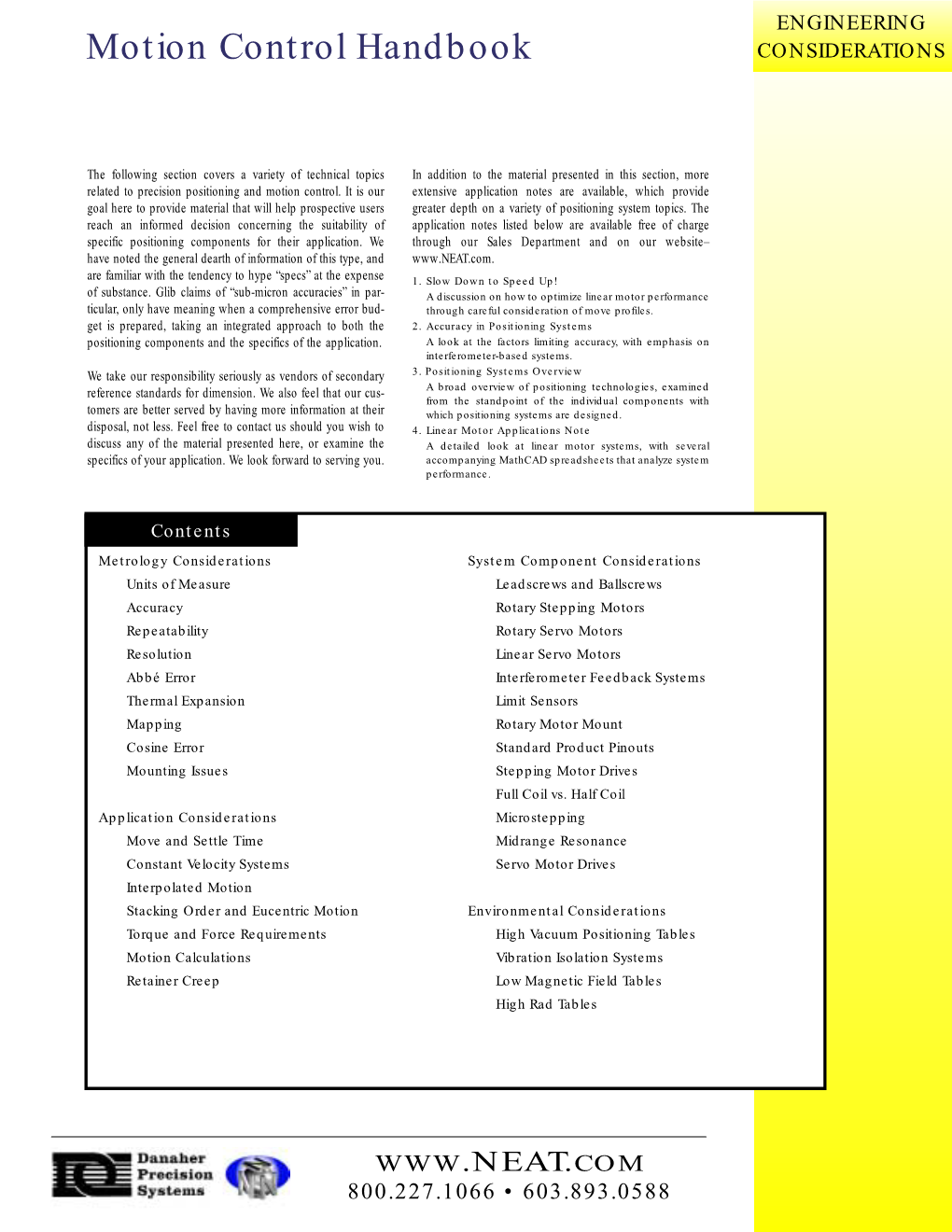 Motion Control Handbook CONSIDERATIONS