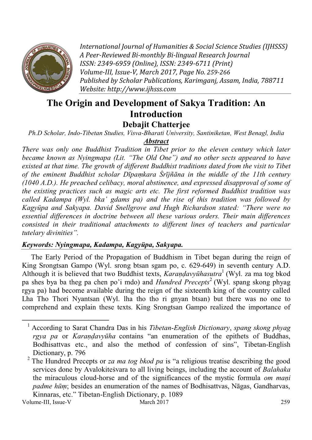 The Origin and Development of Sakya Tradition: an Introduction