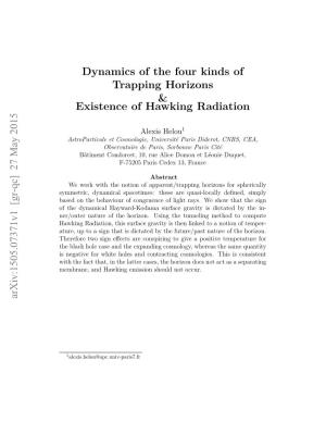 Dynamics of the Four Kinds of Trapping Horizons & Existence of Hawking