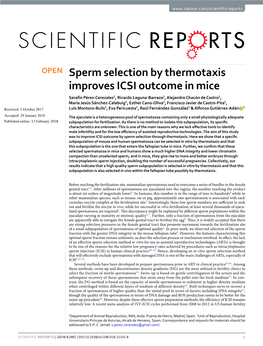 Sperm Selection by Thermotaxis Improves ICSI Outcome in Mice