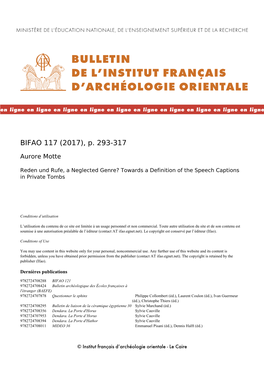 Bulletin De L'institut Français D'archéologie