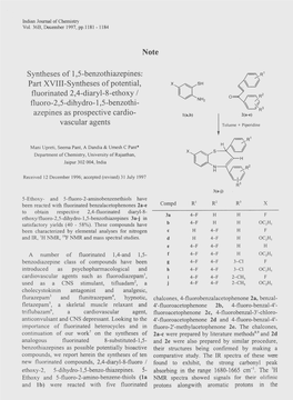 6)"' Fluorinated 2,4-Diaryl-8-Ethoxy / Fluoro-2,5-Dihydro-L,5-Benzothi- O~ ~~ R Azepines As Prospective Cardio- 1(A,B) 2(A-E)