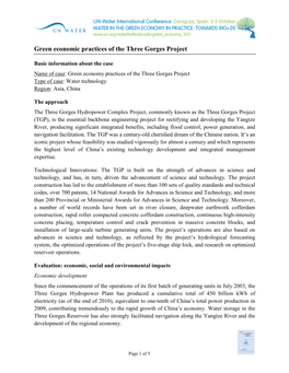 Green Economic Practices of the Three Gorges Project