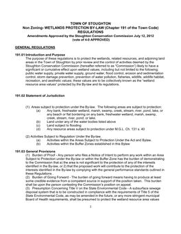 Wetlands By-Law Regulations