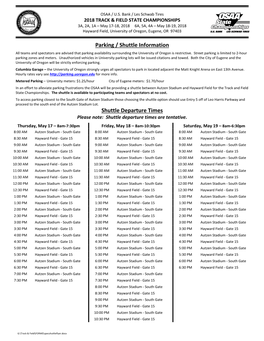 Parking / Shuttle Information Shuttle Departure Times