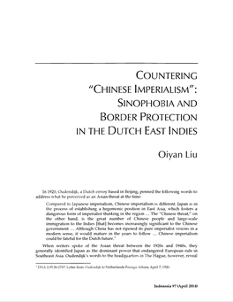 Countering "Chinese Imperialism": Slnophobia and Border Protection