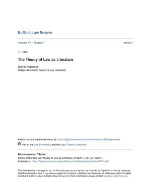 The Theory of Law As Literature