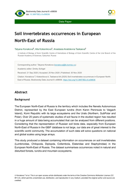 Soil Invertebrates Occurrences in European North-East of Russia