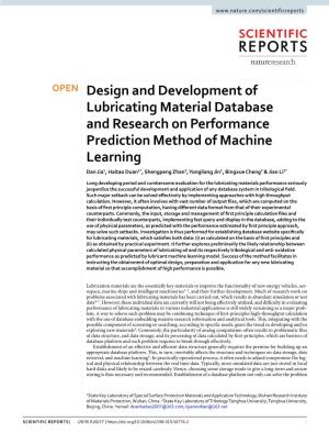 Design and Development of Lubricating Material Database And