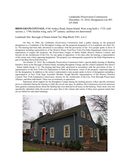 Landmarks Preservation Commission December, 13, 2016, Designation List 492 LP-2068