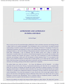(Astronomy and Astrology in India and Iran \227 Isis 54:229-246\240
