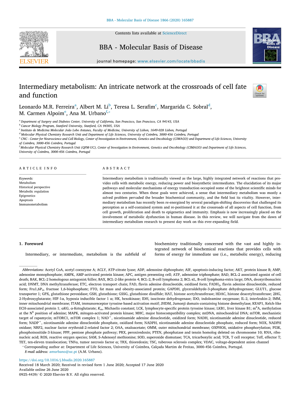 Intermediary Metabolism an Intricate Network at the Crossroads of Cell