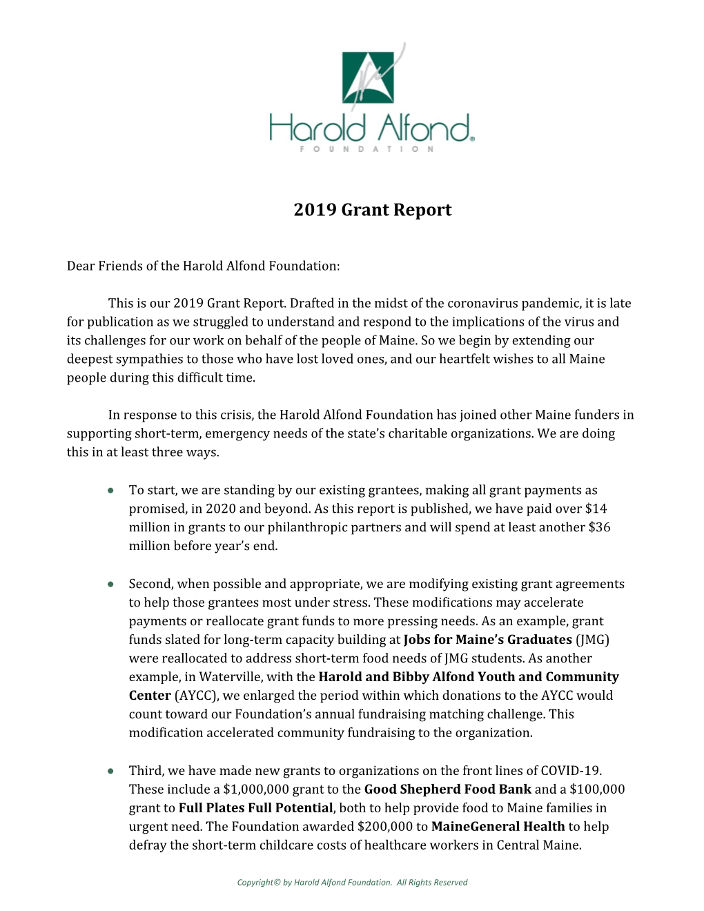 HAF 2012 Grant Report