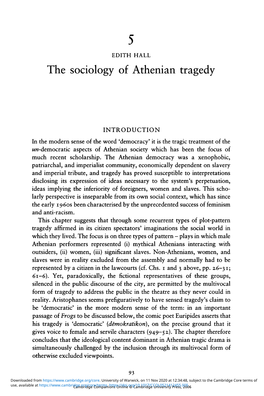 The Sociology of Athenian Tragedy