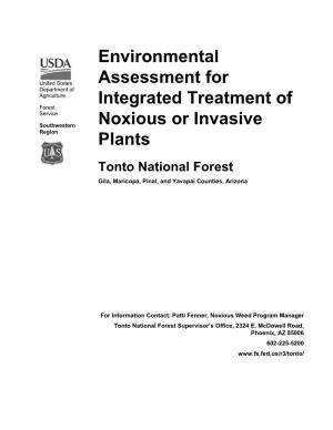 Integrated Treatment of Noxious Or Invasive Plants on the Tonto NF Iii