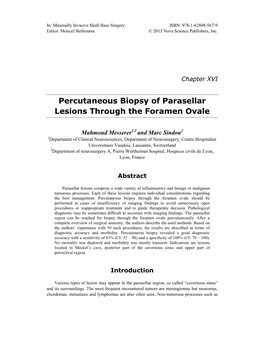 Percutaneous Biopsy of Parasellar Lesions Through the Foramen Ovale
