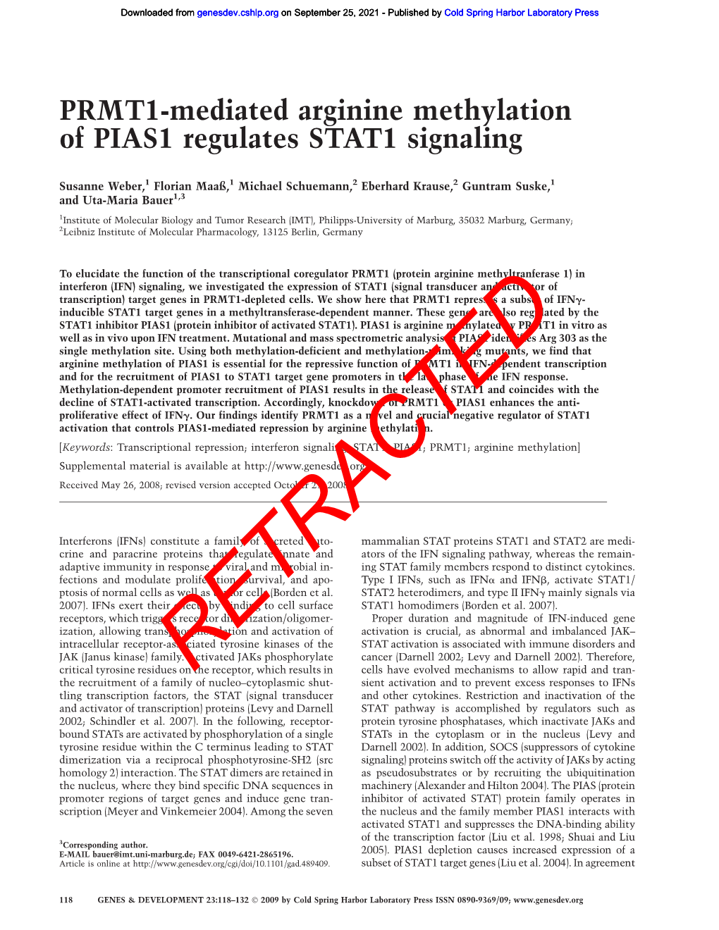 PRMT1-Mediated Arginine Methylation of PIAS1 Regulates STAT1 Signaling