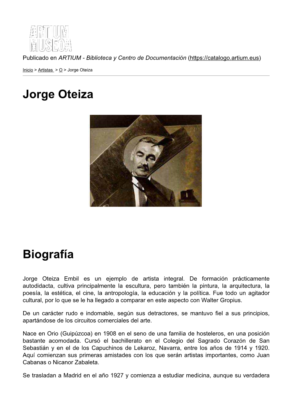 Jorge Oteiza Biografía