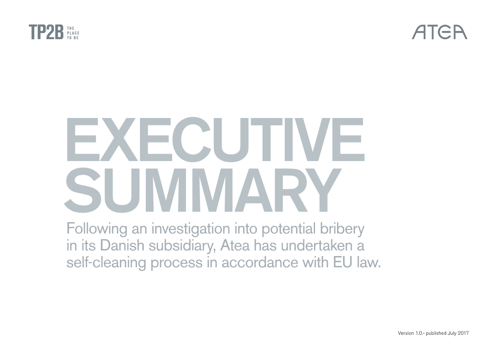 Following an Investigation Into Potential Bribery in Its Danish Subsidiary, Atea Has Undertaken a Self-Cleaning Process in Accordance with EU Law