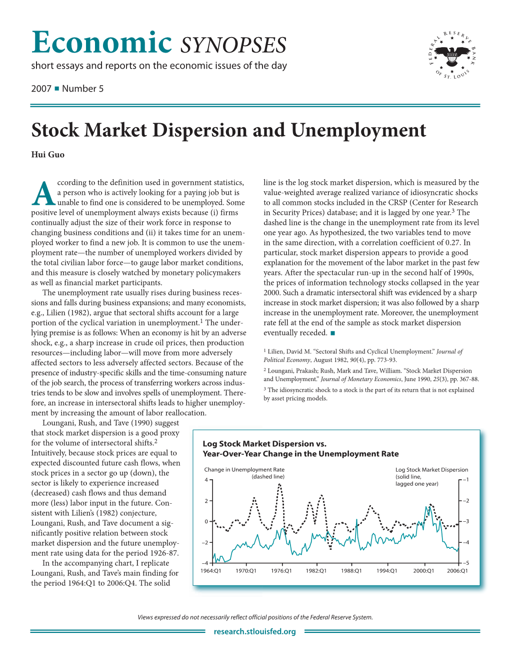 Stock Market Dispersion and Unemployment Hui Guo