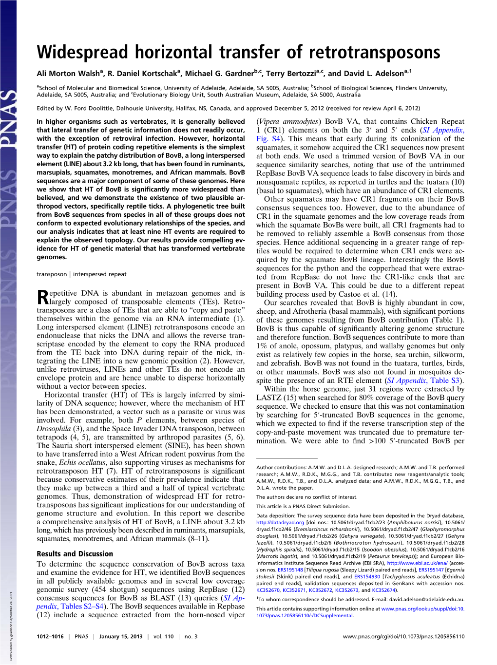 Widespread Horizontal Transfer of Retrotransposons