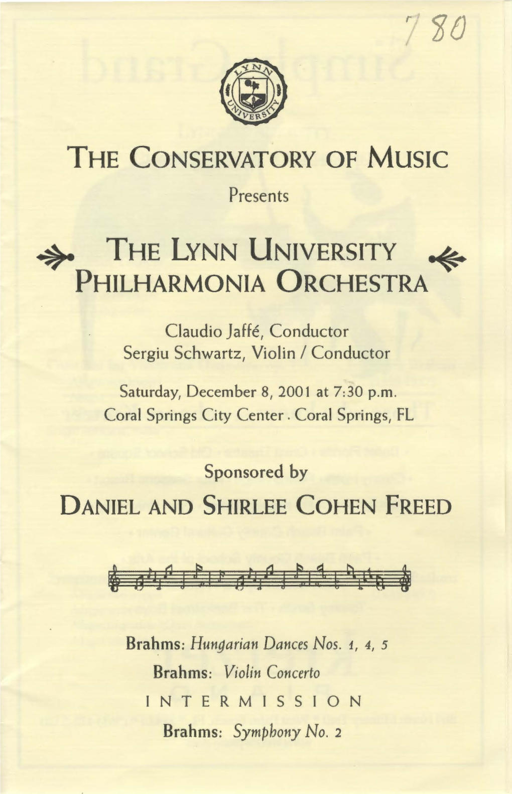 2001-2002 the Lynn University Philharmonia Orchestra